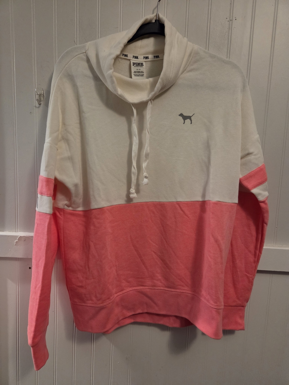 Victoria's Secret PINK  White & Pink Cowl Neck Sweatshirt